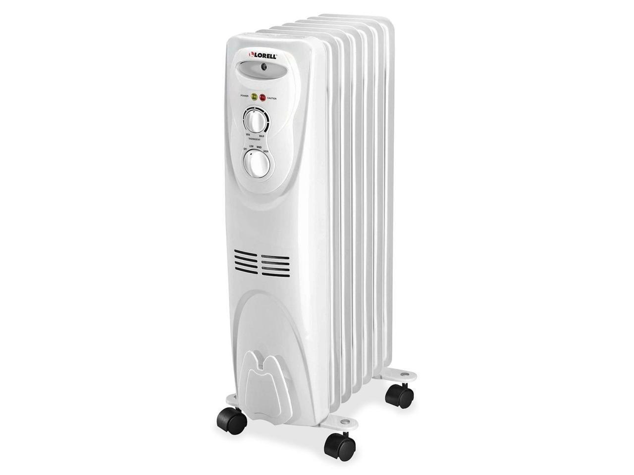 Lorell 1500 Watt 3-Setting Oil Filled Heater - Oil Filled - Electric - 1500 W - 3 x Heat Settings - White LLR29552